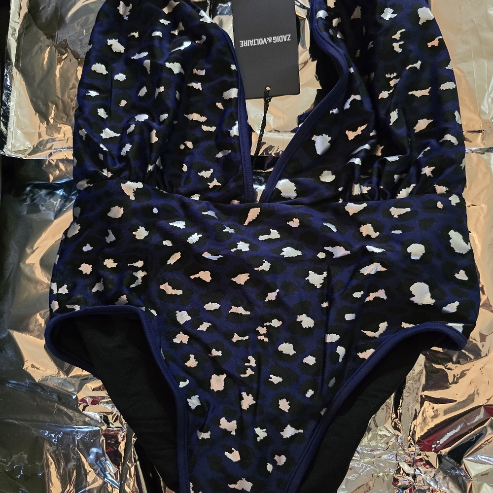 Zadig & Voltaire One Piece In Blue Leopard Print